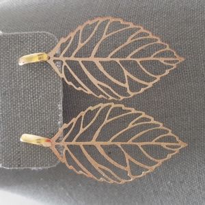 18K Yellow Gold plated Leaf Earrings Butterfly Back